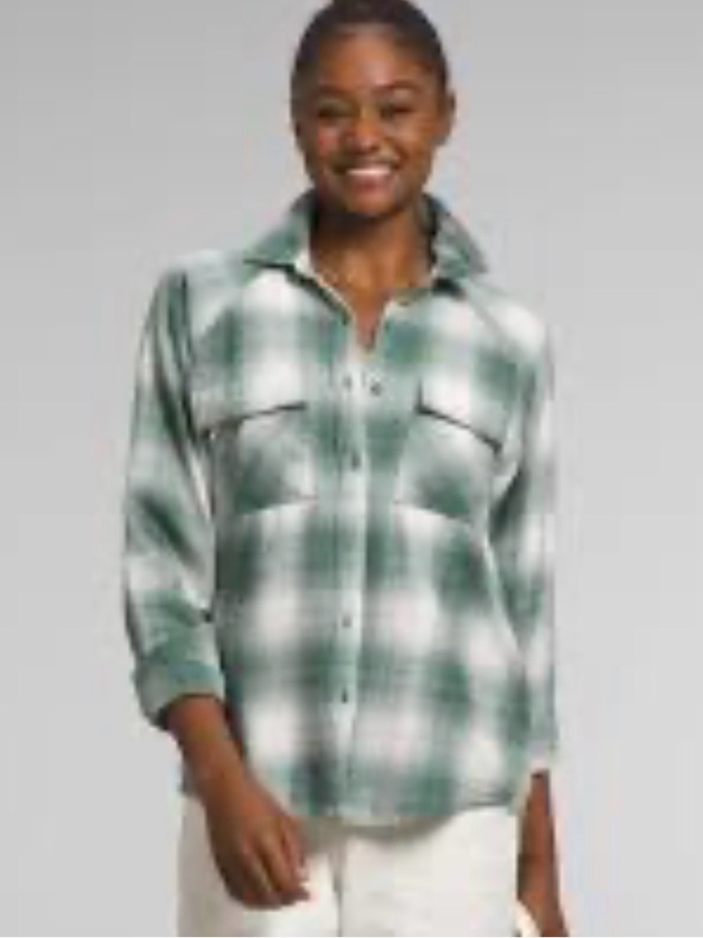 THE NORTH FACE M Set Up Camp Flannel in Dark Sage Medium Half Dome Shadow Plaid